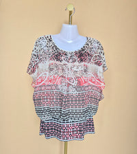 Style & Co. Printed Chiffon Cape Blouse – Size S