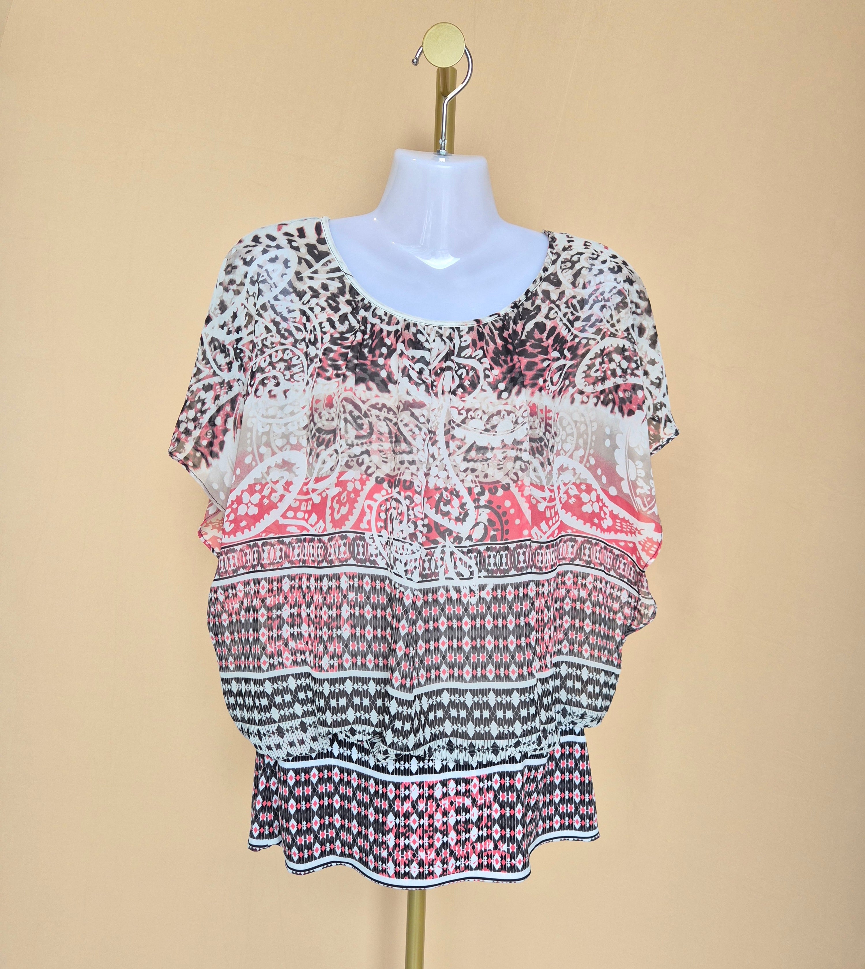 Style & Co. Printed Chiffon Cape Blouse – Size S