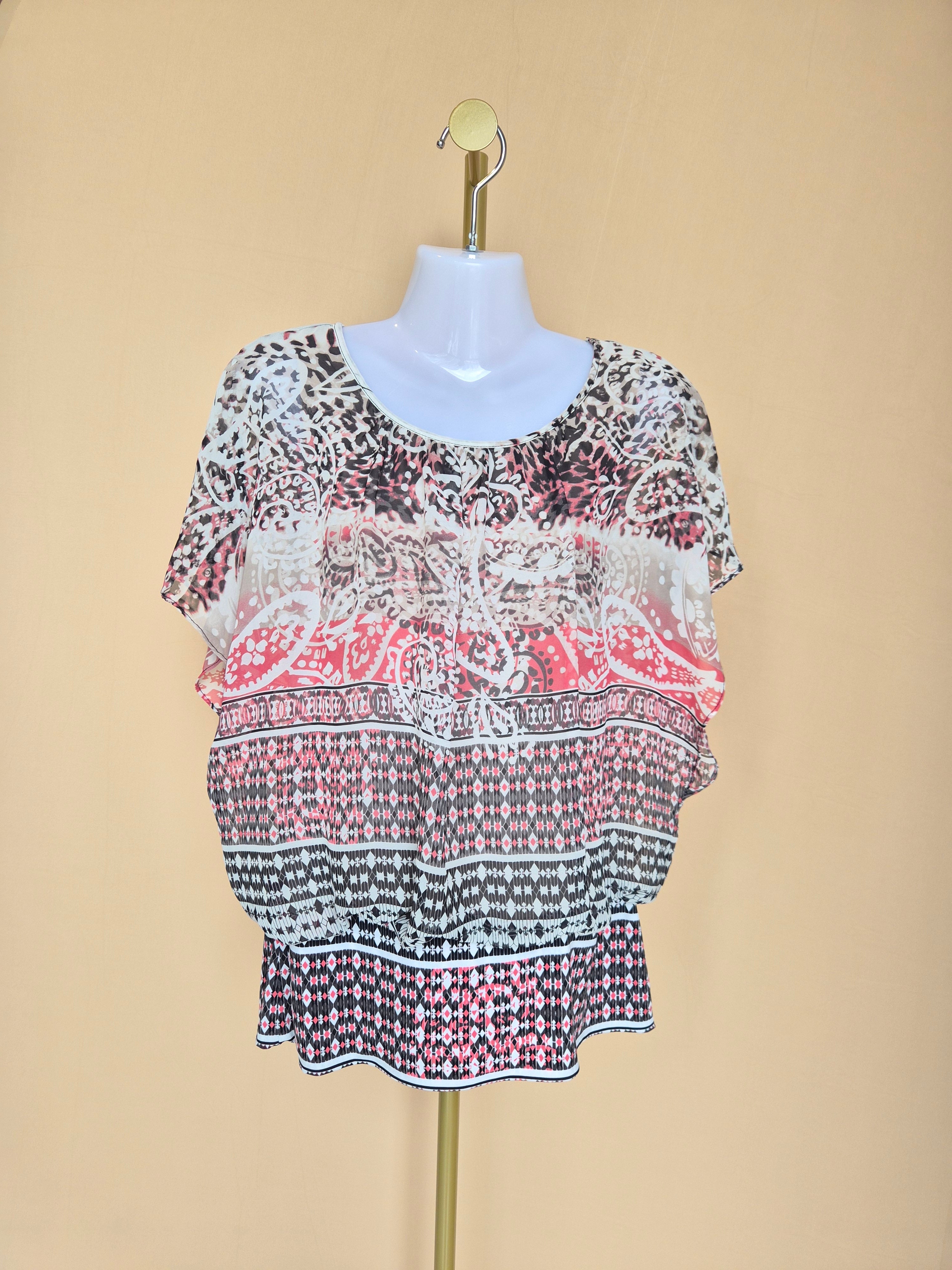 Style & Co. Printed Chiffon Cape Blouse – Size S