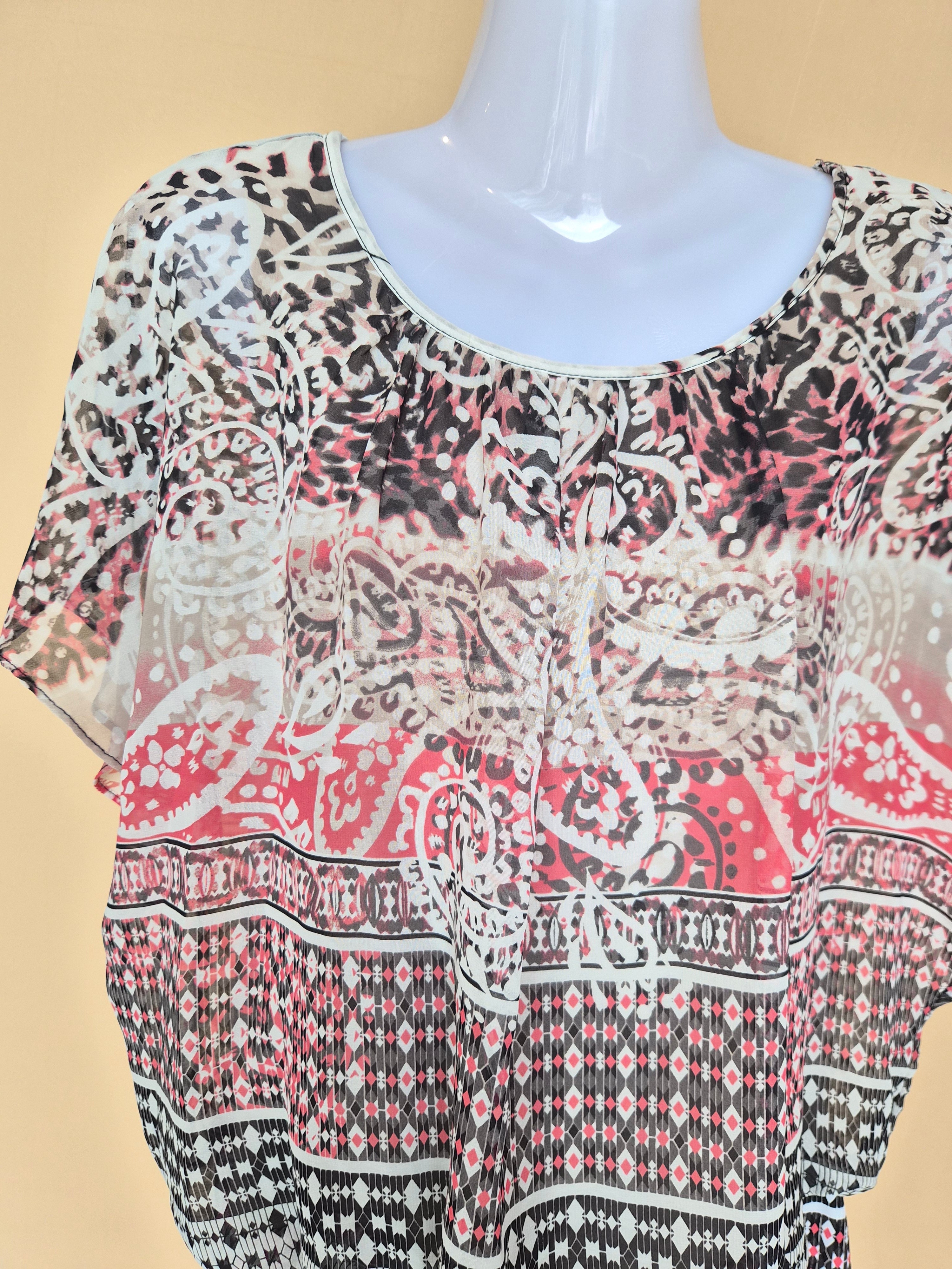 Style & Co. Printed Chiffon Cape Blouse – Size S
