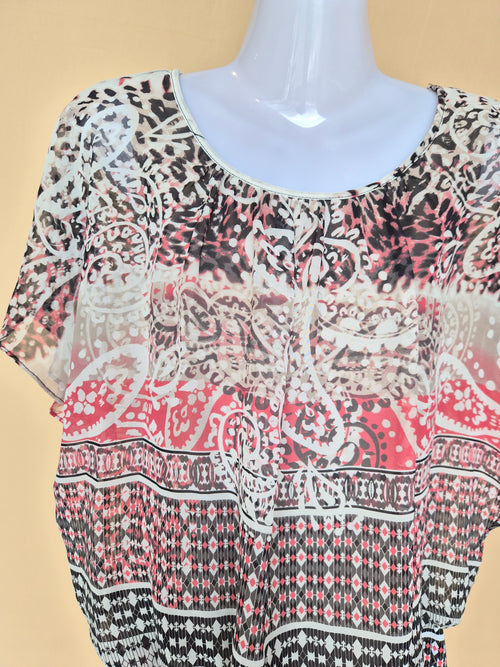 Style & Co. Printed Chiffon Cape Blouse – Size S