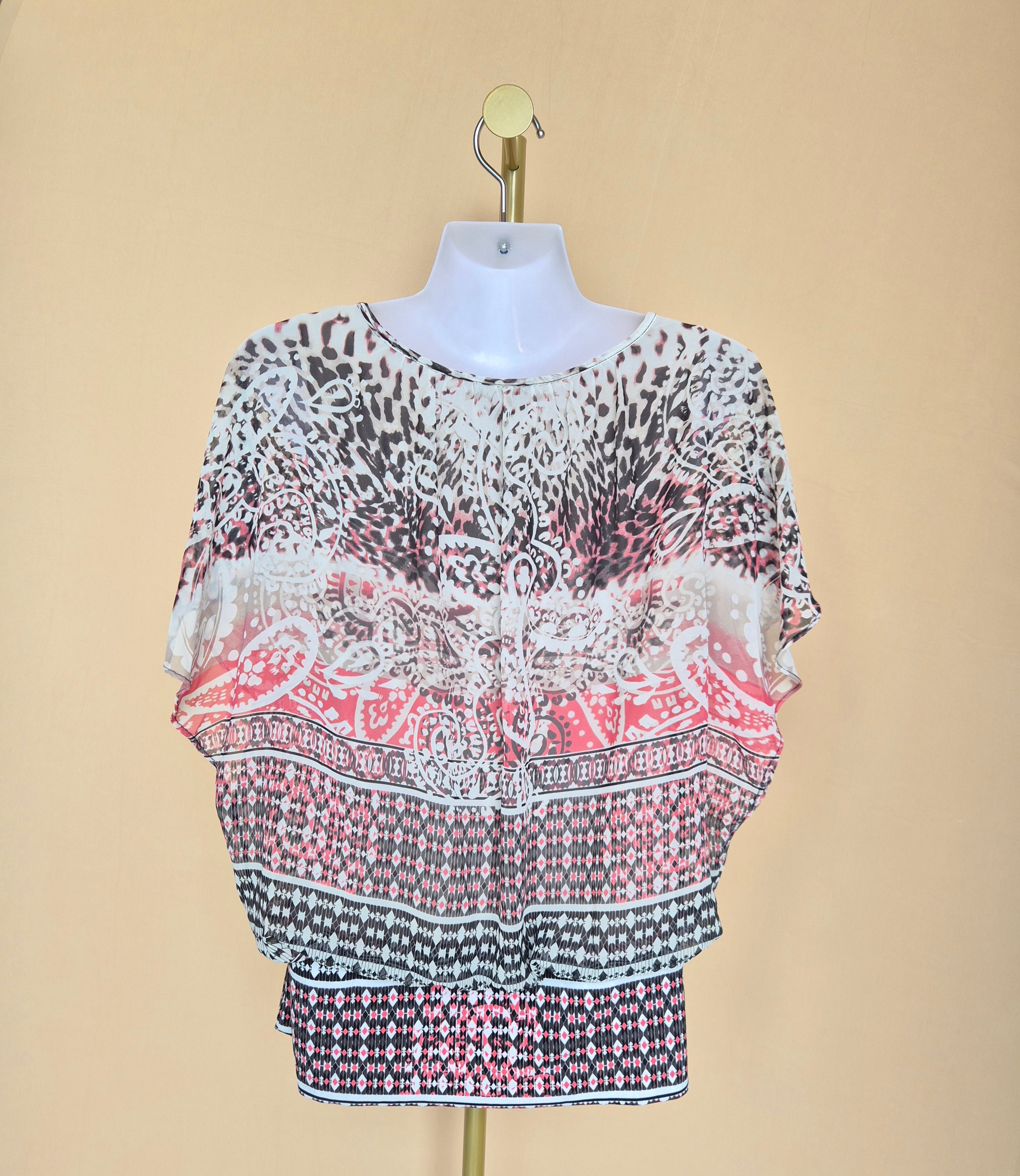 Style & Co. Printed Chiffon Cape Blouse – Size S