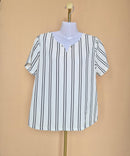 BEGA White and Black Striped Blouse – Size XL