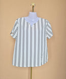 BEGA White and Black Striped Blouse – Size XL