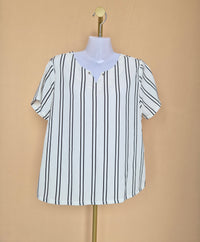 BEGA White and Black Striped Blouse – Size XL
