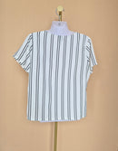 BEGA White and Black Striped Blouse – Size XL
