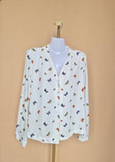 Dorothy Perkins White Butterfly-Print Blouse – Size XL
