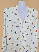 Dorothy Perkins White Butterfly-Print Blouse – Size XL