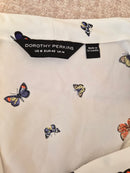 Dorothy Perkins White Butterfly-Print Blouse – Size XL