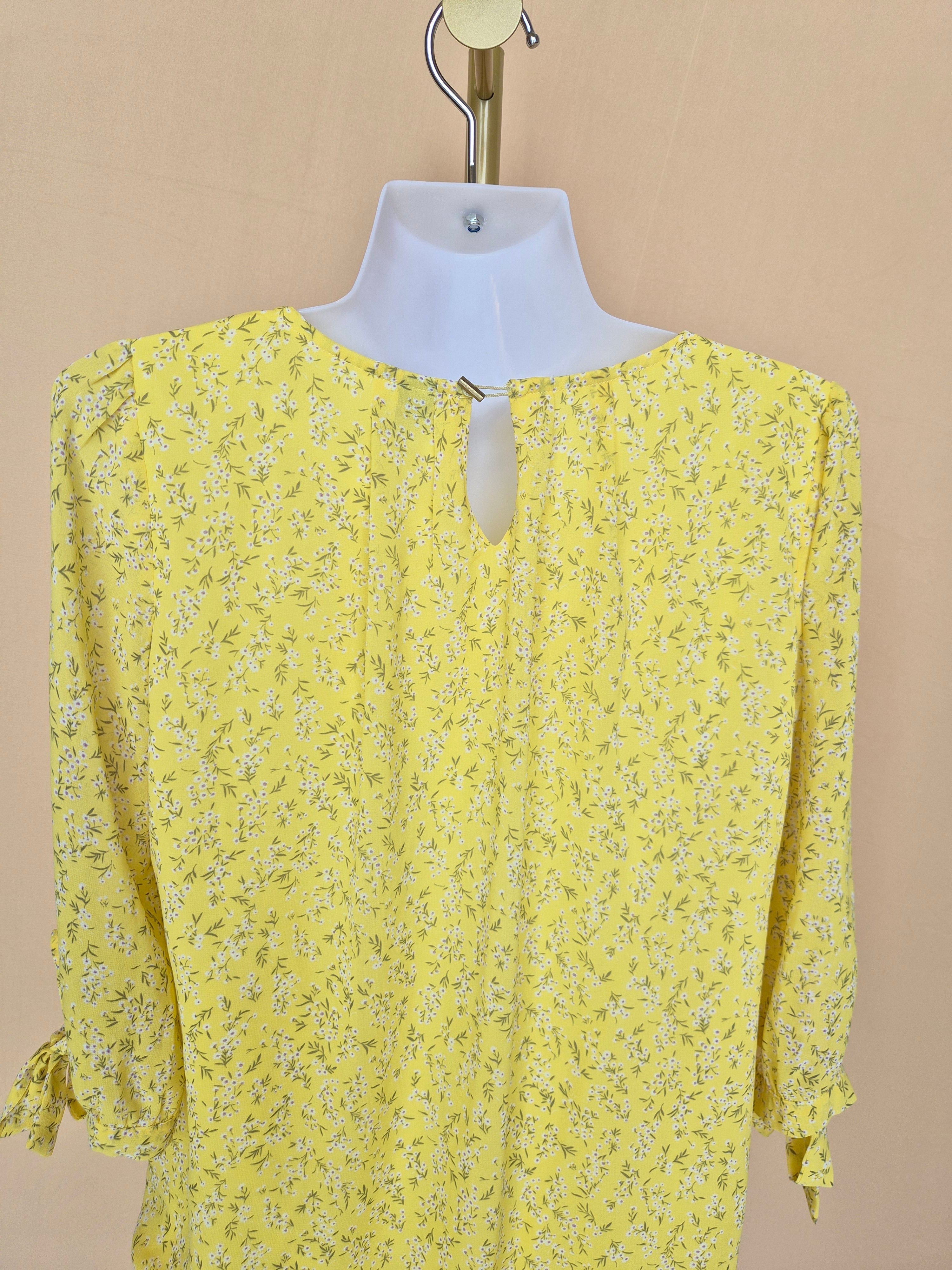 BEGA Yellow Floral Blouse – Size L