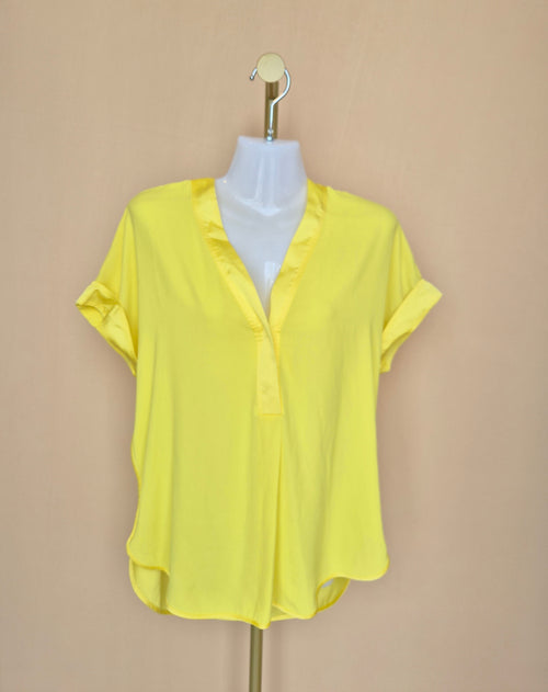 Warehouse Bright Yellow V-Neck Blouse – Size 8