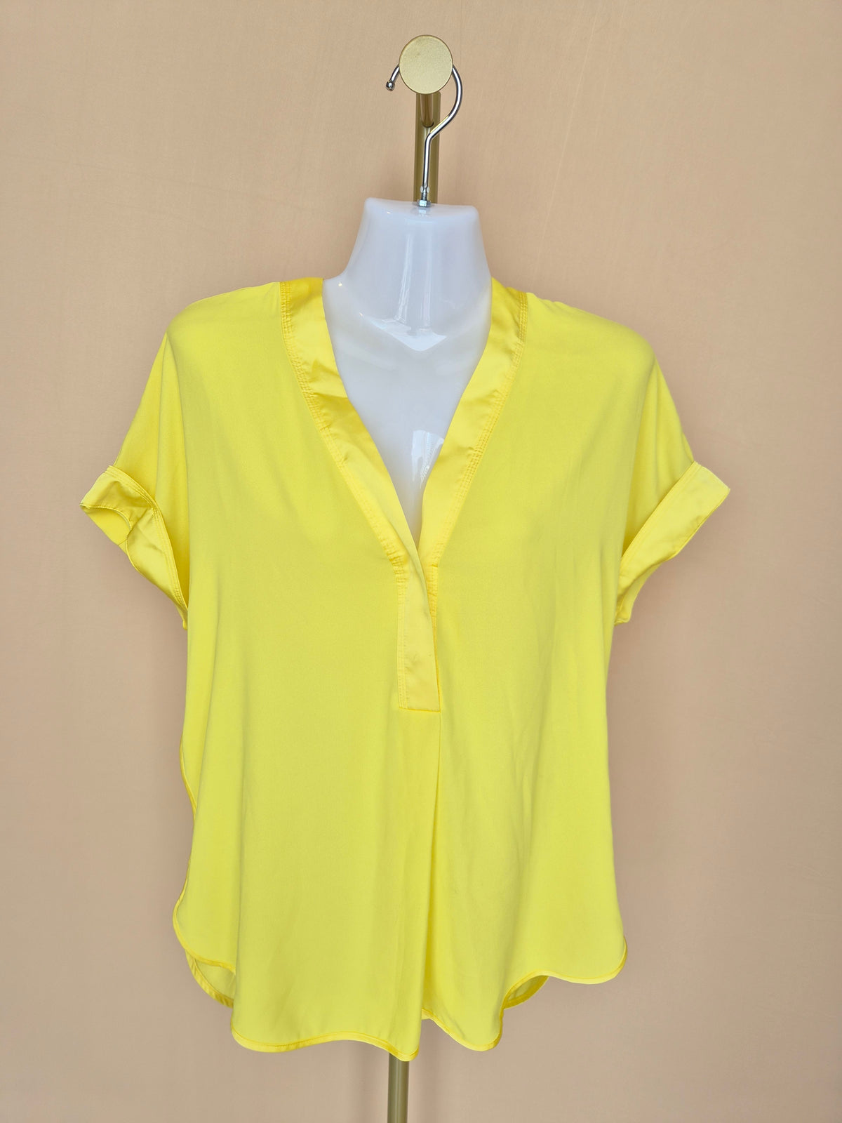 Warehouse Bright Yellow V-Neck Blouse – Size 8