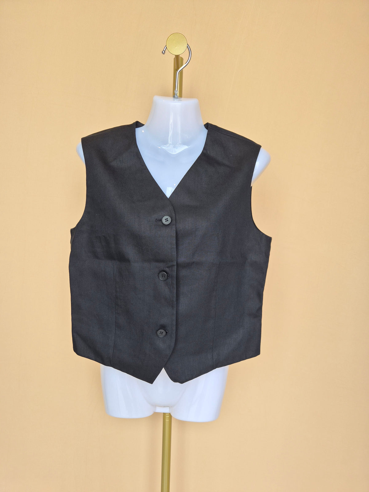 Uniqlo : C Black Linen-Blend Tailored Vest – Size L
