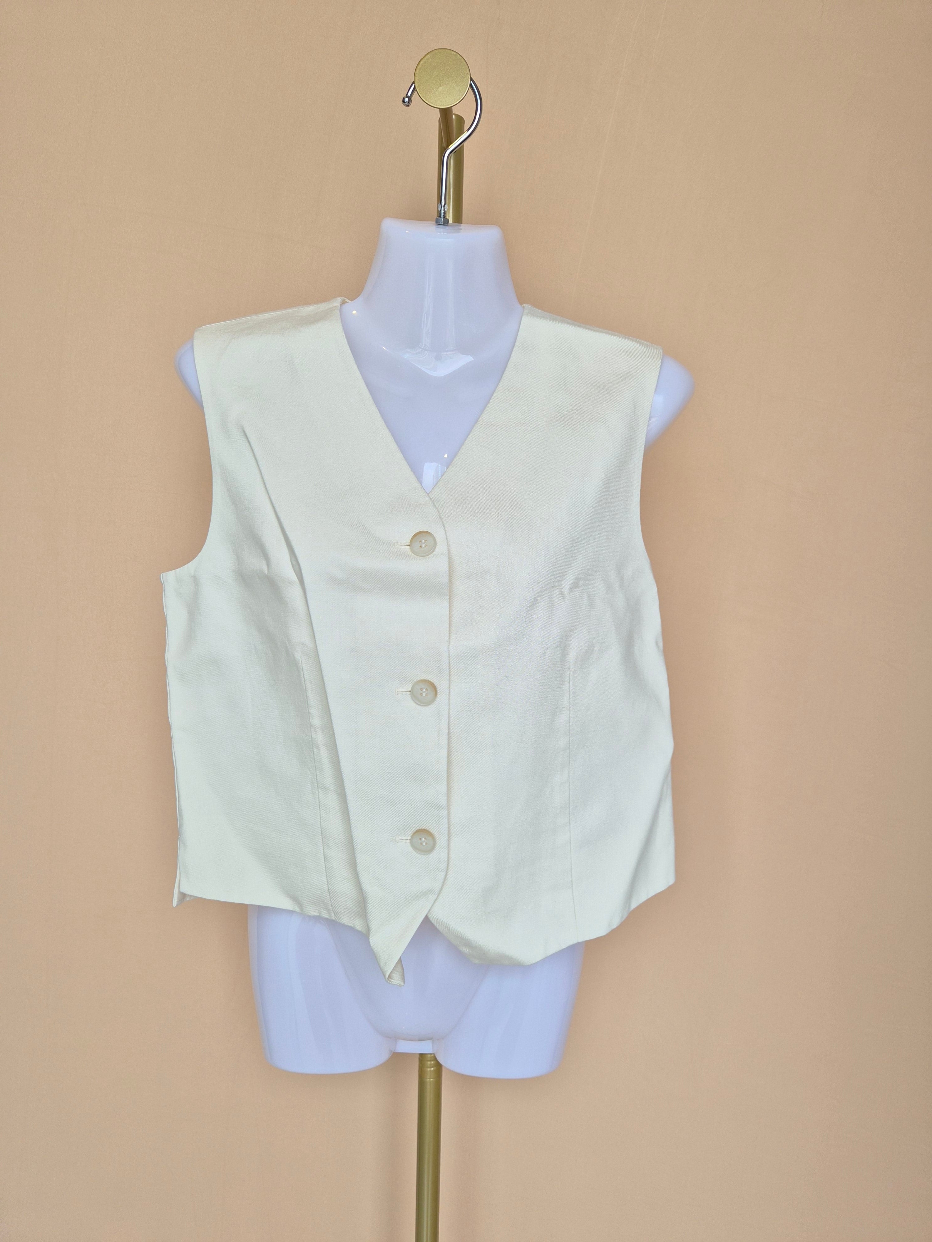 Uniqlo : C Cream Linen-Blend Tailored Vest – Size L