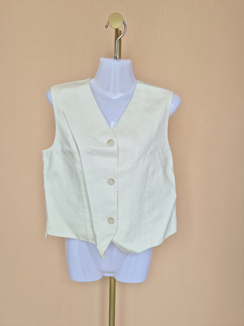 Uniqlo : C Cream Linen-Blend Tailored Vest – Size L
