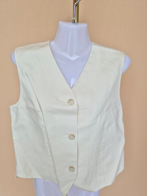 Uniqlo : C Cream Linen-Blend Tailored Vest – Size L