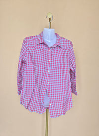 Eddie Bauer Pink Gingham Button-Up Shirt – Size Petite Medium