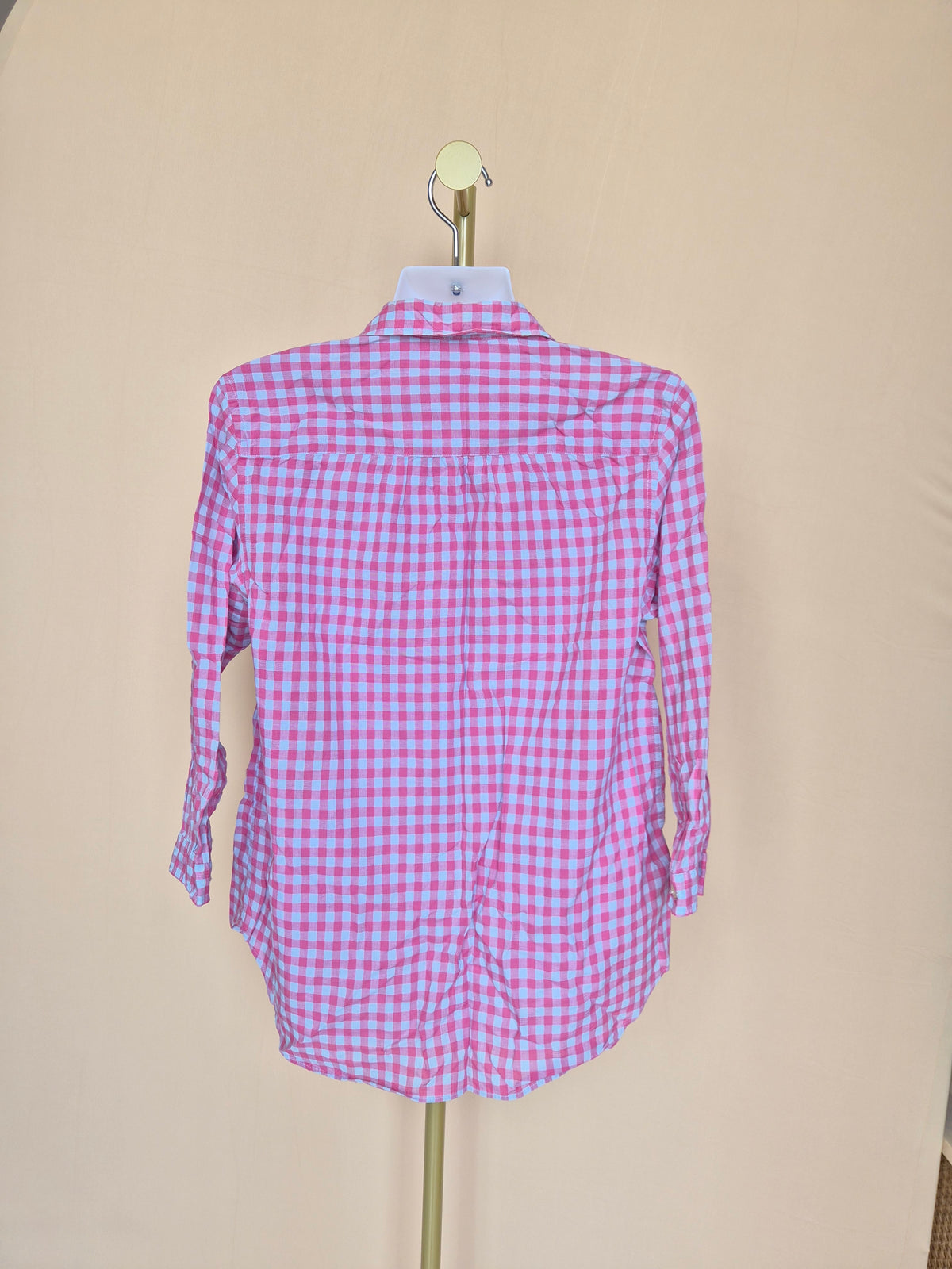 Eddie Bauer Pink Gingham Button-Up Shirt – Size Petite Medium