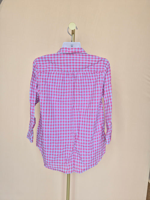 Eddie Bauer Pink Gingham Button-Up Shirt – Size Petite Medium