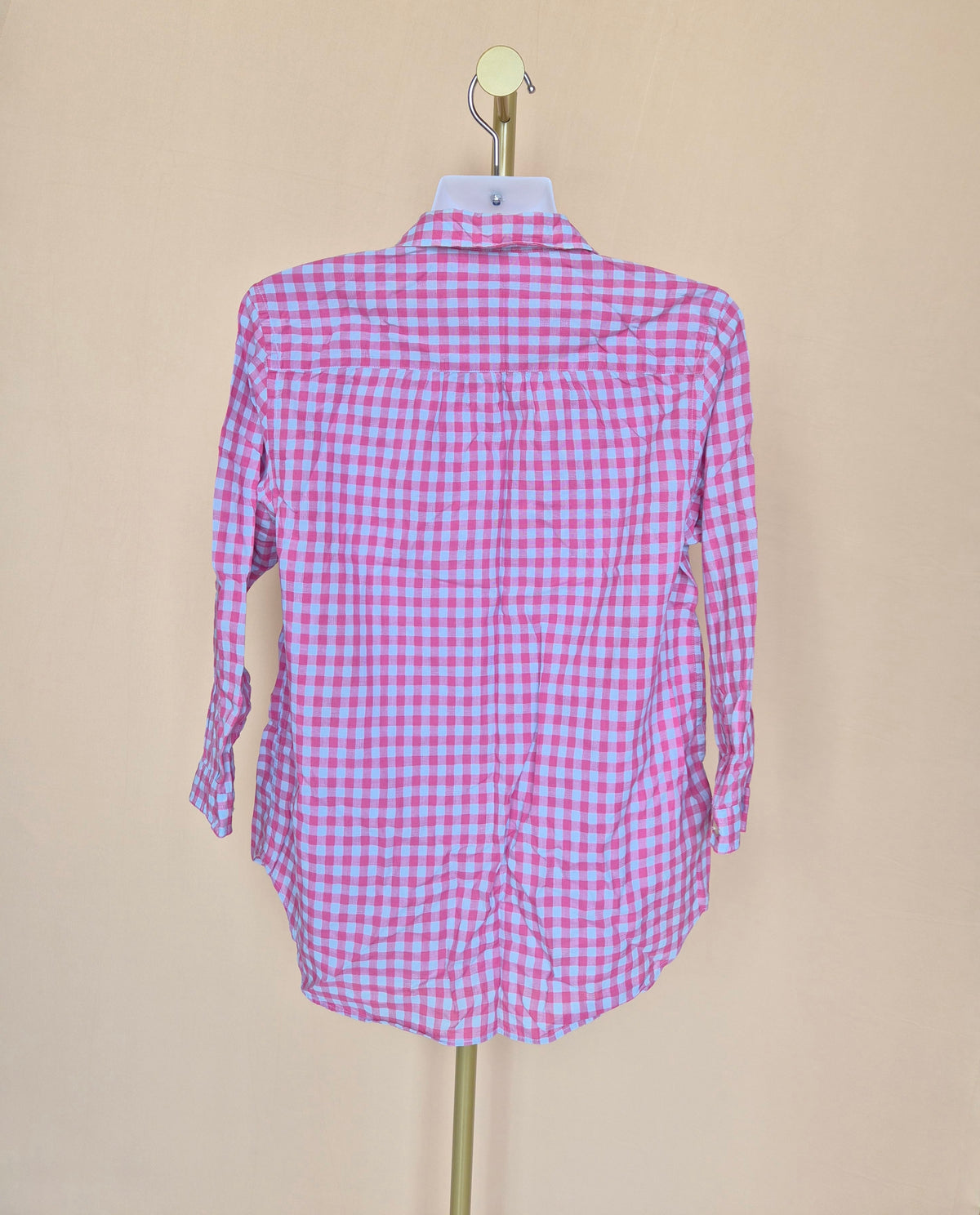 Eddie Bauer Pink Gingham Button-Up Shirt – Size Petite Medium