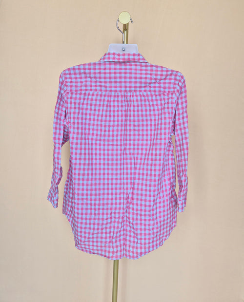 Eddie Bauer Pink Gingham Button-Up Shirt – Size Petite Medium