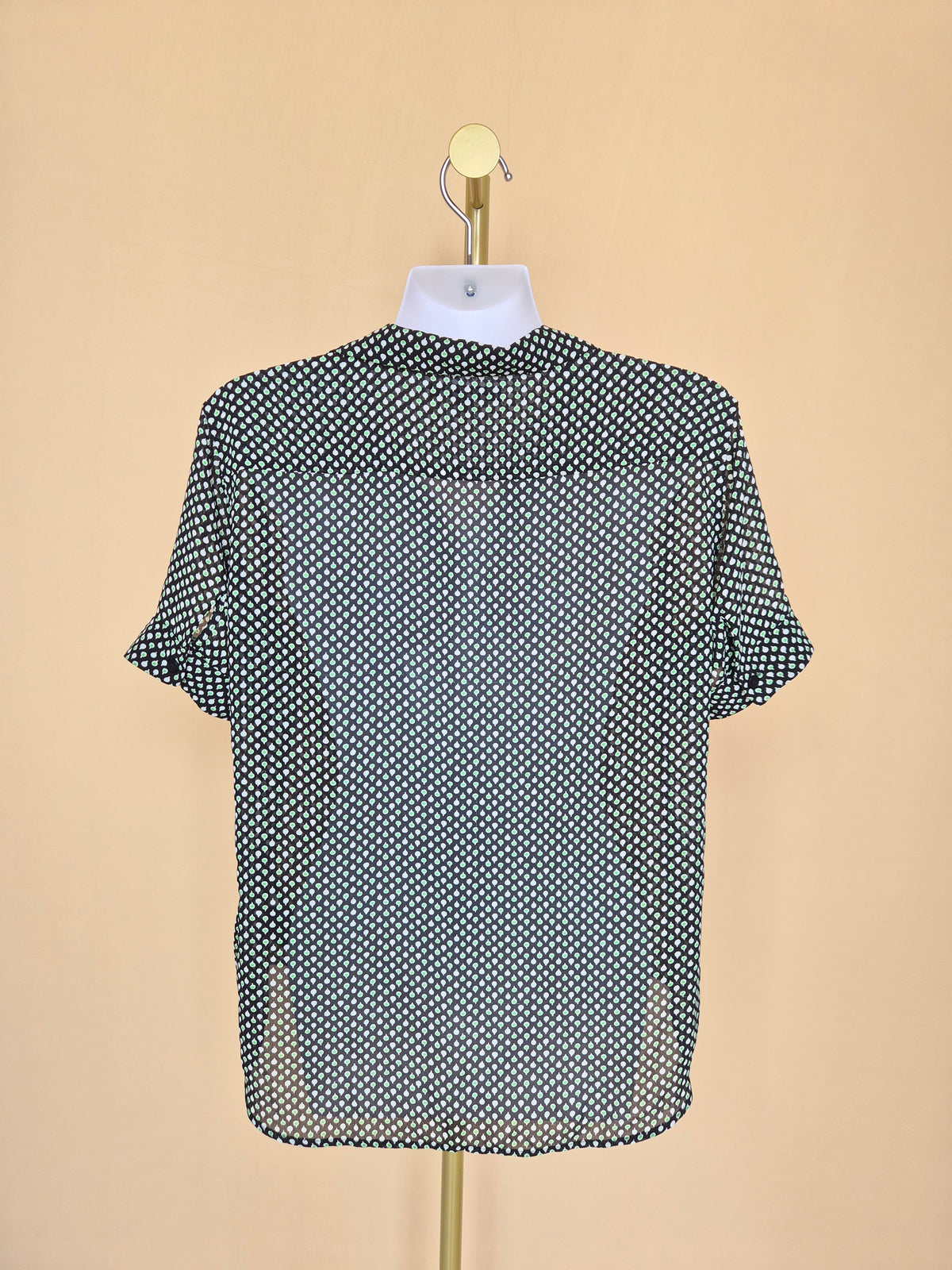 Uniqlo Black Printed Short-Sleeve Blouse – Size L