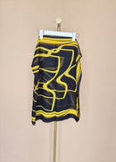 Black & Yellow Abstract Print Lightweight Scarf