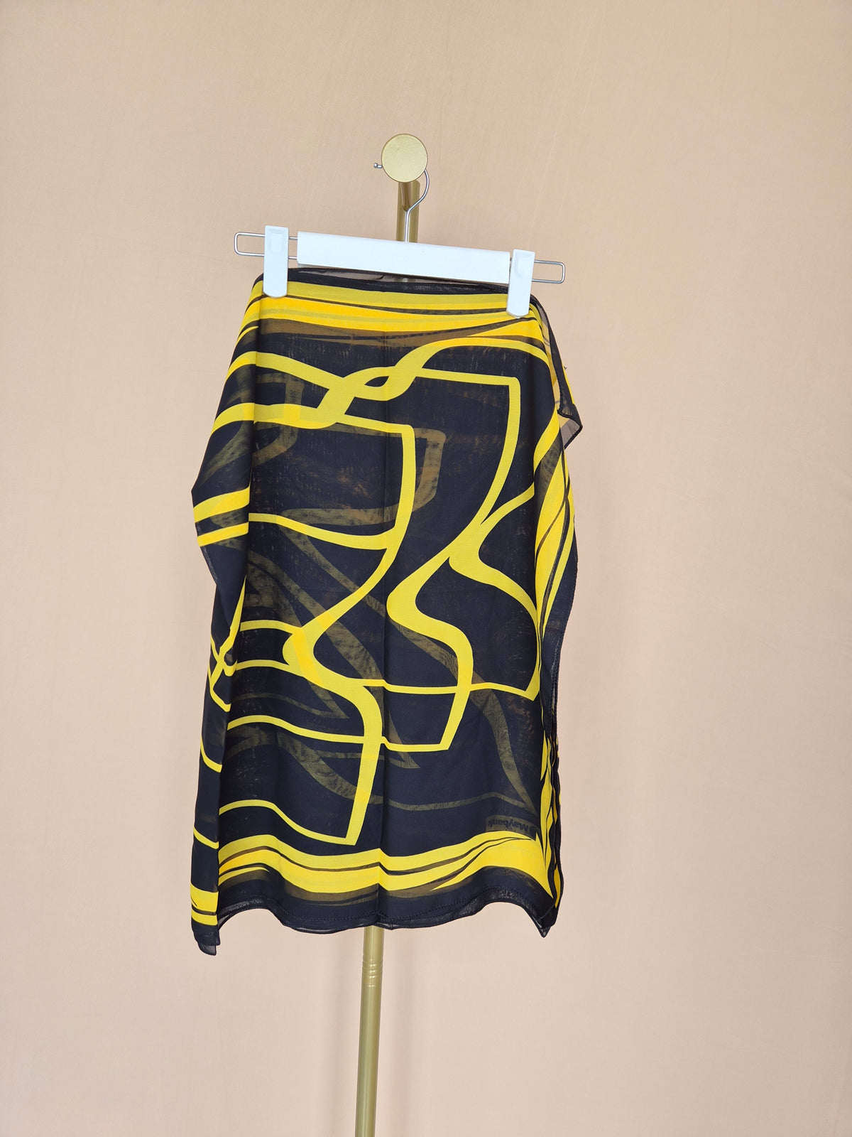 Black & Yellow Abstract Print Lightweight Scarf