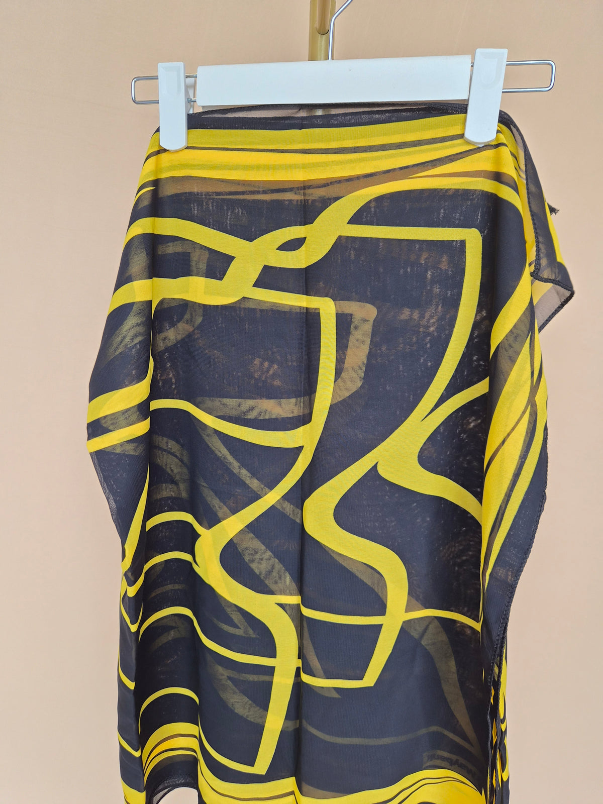 Black & Yellow Abstract Print Lightweight Scarf