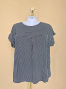 iORA Black & White Striped V-Neck Blouse – Size M