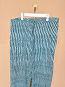 Teal & White Striped Relaxed Pants – Size XL / 42