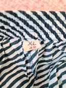 Teal & White Striped Relaxed Pants – Size XL / 42