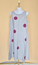 Beige & Burgundy Appliqué Sleeveless Midi Dress