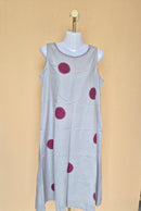 Beige & Burgundy Appliqué Sleeveless Midi Dress