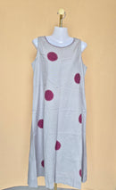 Beige & Burgundy Appliqué Sleeveless Midi Dress