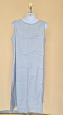 Beige & Burgundy Appliqué Sleeveless Midi Dress