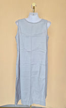 Beige & Burgundy Appliqué Sleeveless Midi Dress