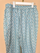 Blue Geometric Print Relaxed Trousers