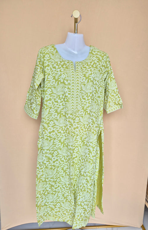 Libas Green & White Printed Kurta – Size XL
