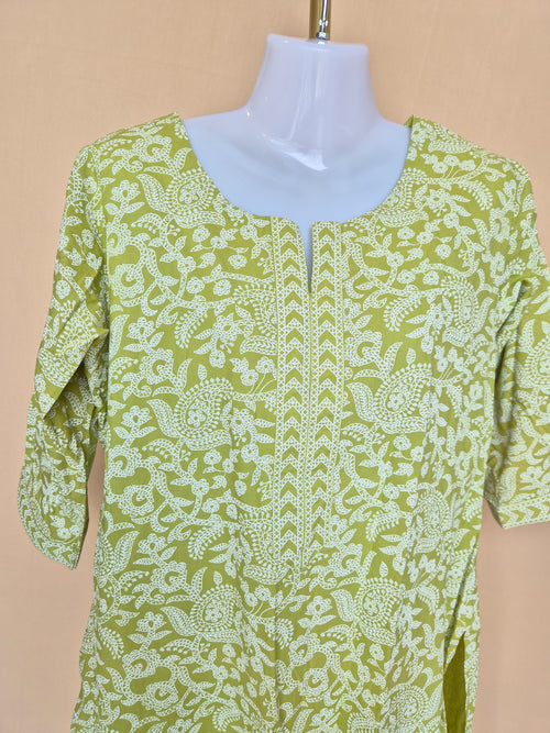 Libas Green & White Printed Kurta – Size XL
