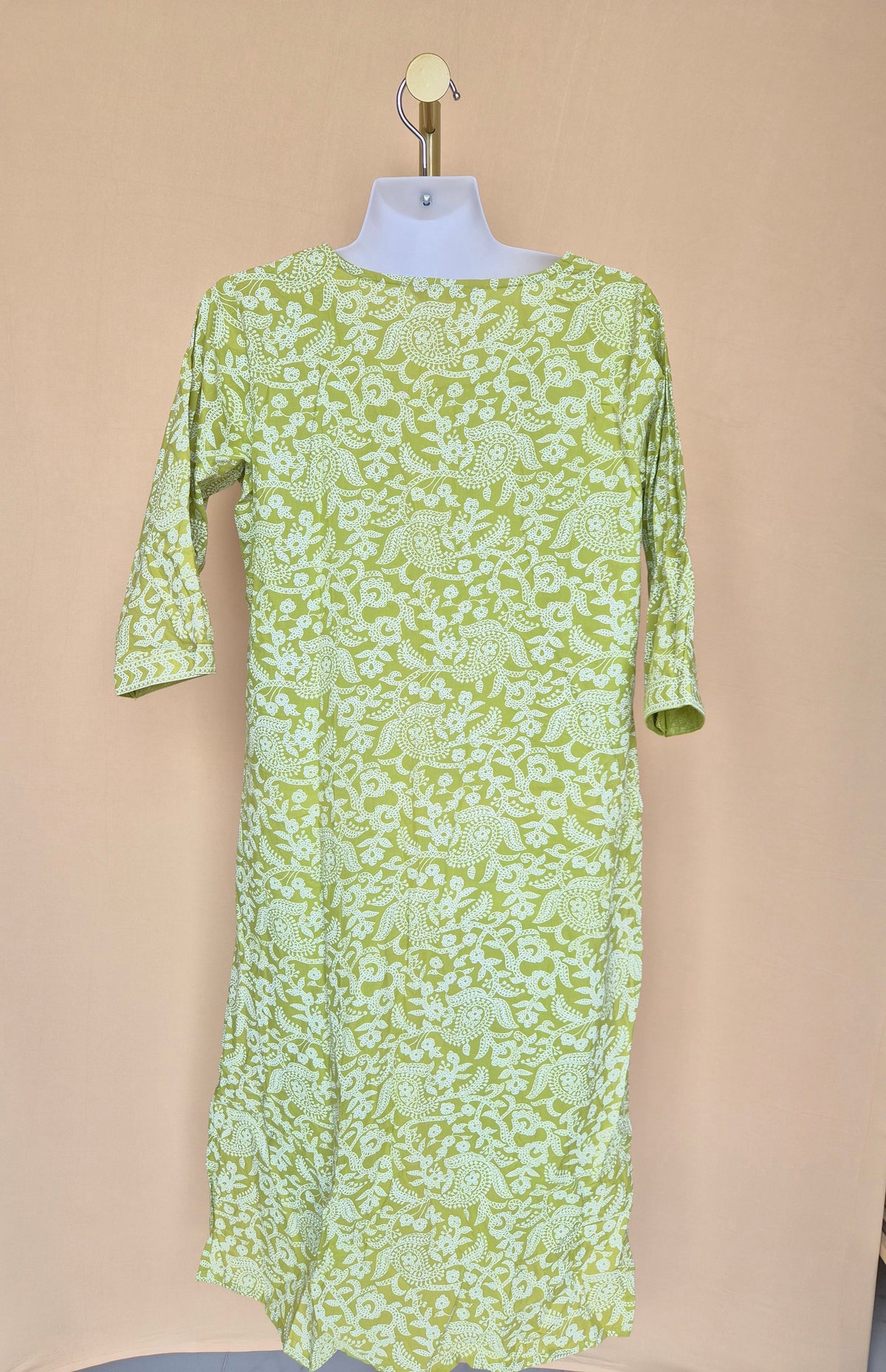 Libas Green & White Printed Kurta – Size XL