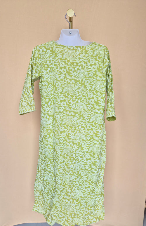 Libas Green & White Printed Kurta – Size XL