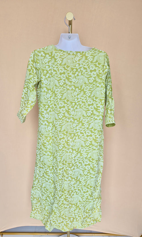 Libas Green & White Printed Kurta – Size XL