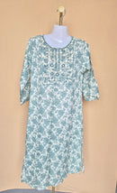 Blue & Ivory Floral Embellished Kurta – Size XL
