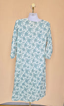 Blue & Ivory Floral Embellished Kurta – Size XL
