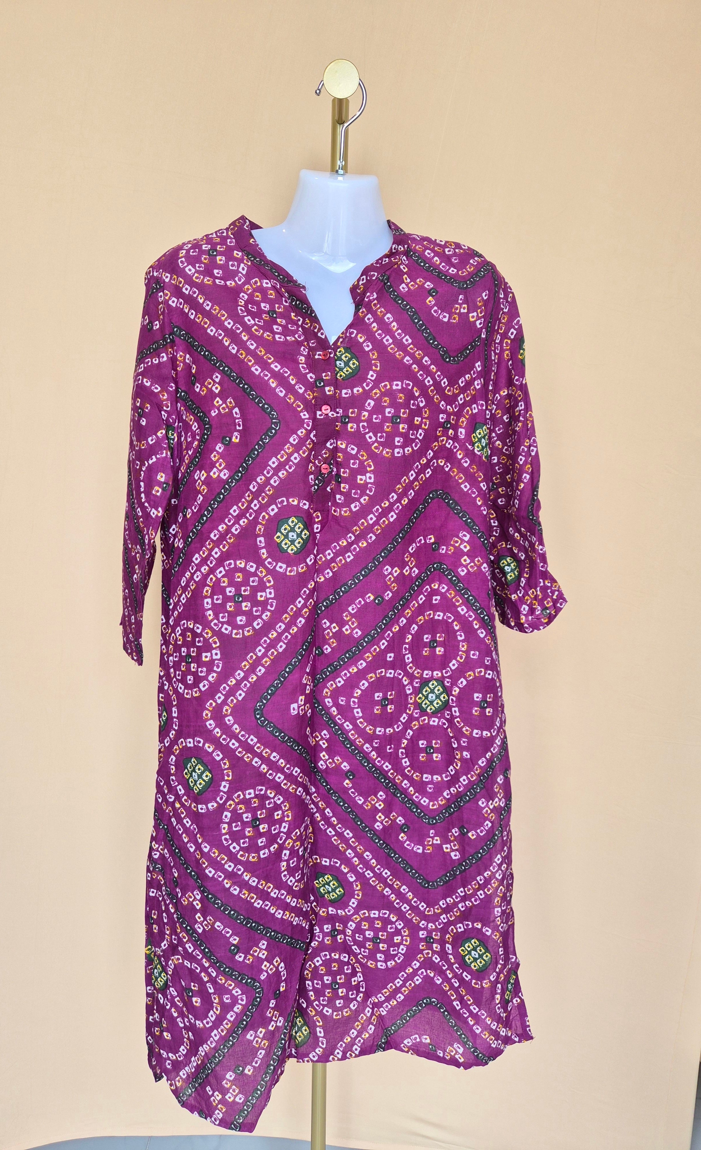 Here & Now Magenta Bandhani Print Shirt Dress – Size XL