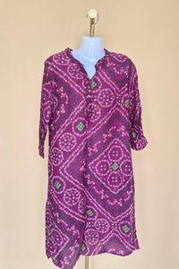 Here & Now Magenta Bandhani Print Shirt Dress – Size XL