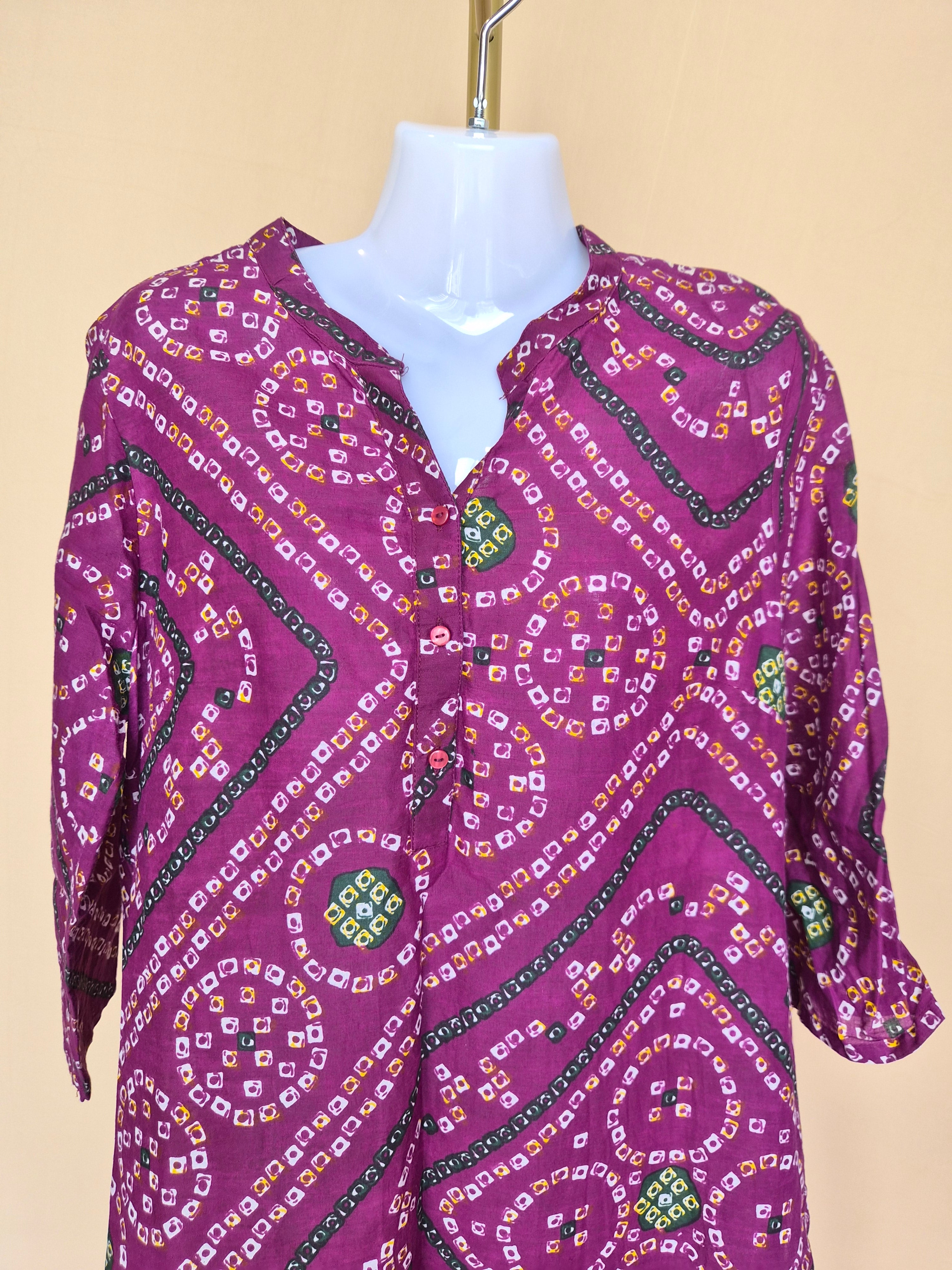 Here & Now Magenta Bandhani Print Shirt Dress – Size XL