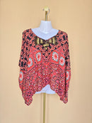 XOXO Red & Black Embellished Paisley Kaftan Top – Size M