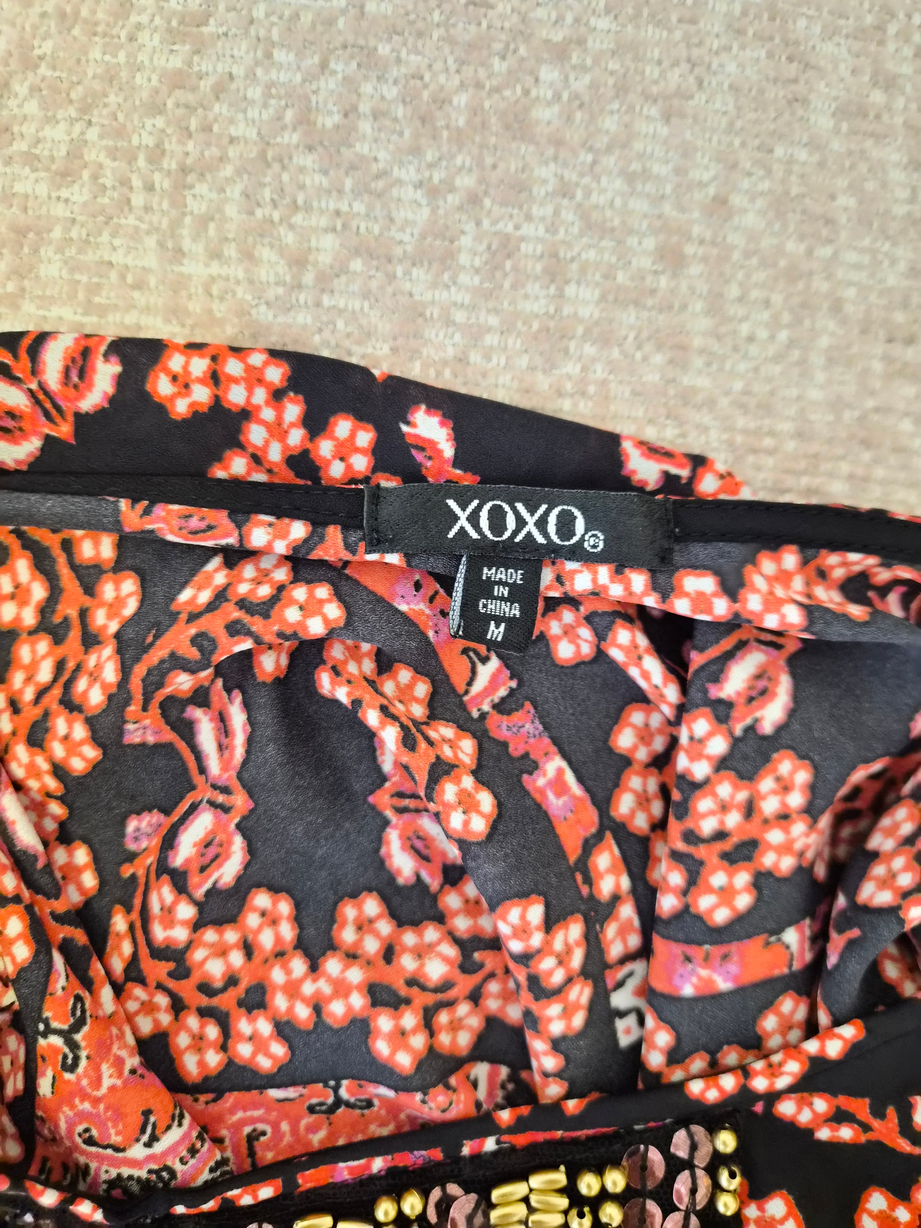 XOXO Red & Black Embellished Paisley Kaftan Top – Size M